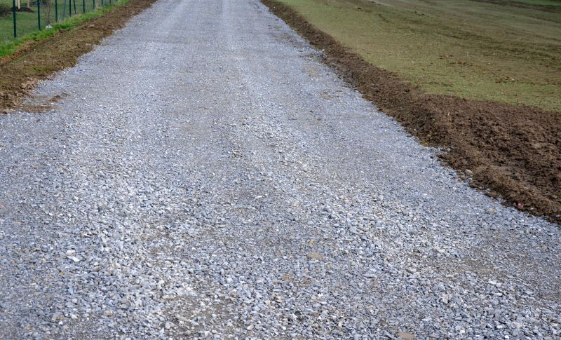 Gravel being spread evenly